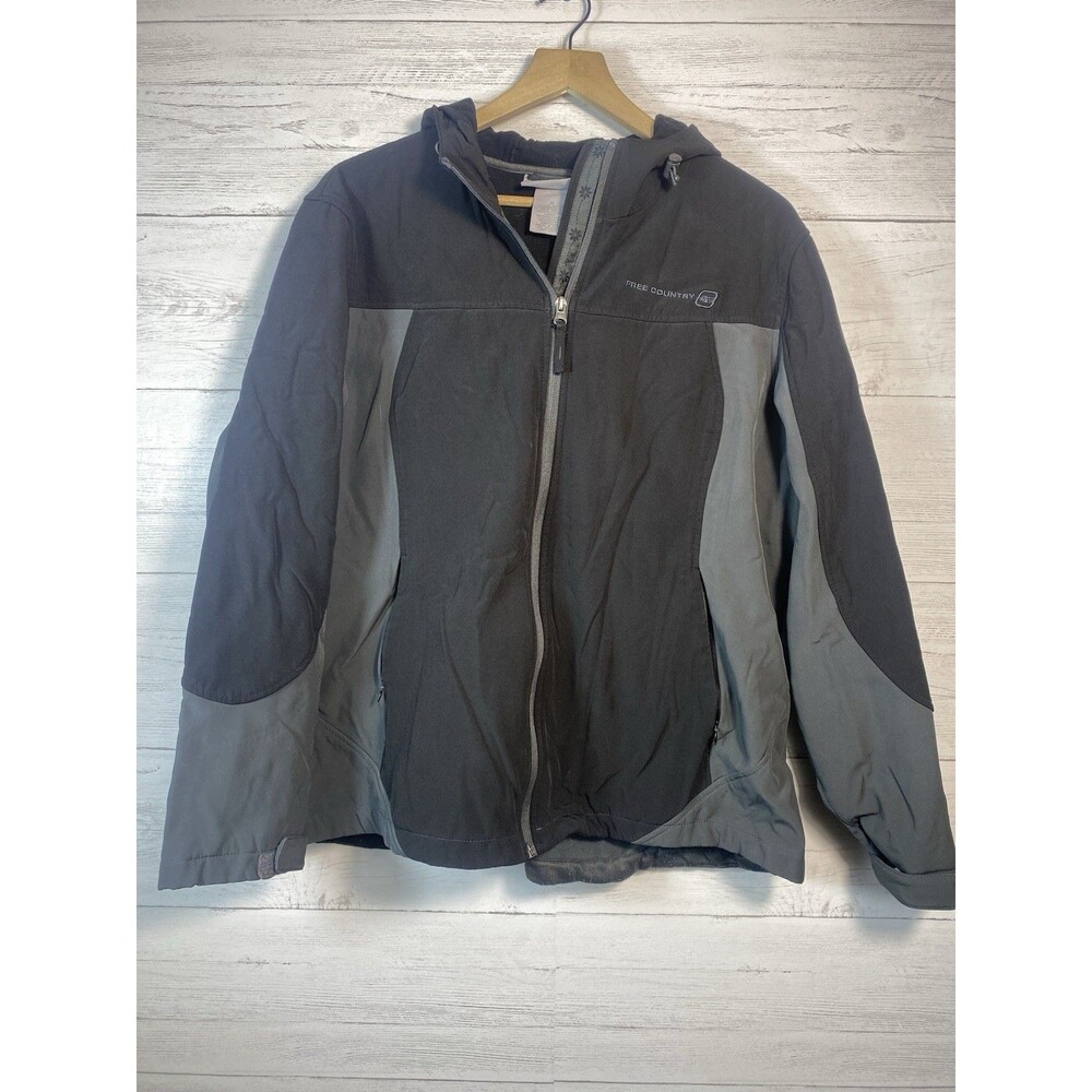 Free Country Jacket Coat Womens 1X Medium Weight Black/Gray Winter Fall EUC